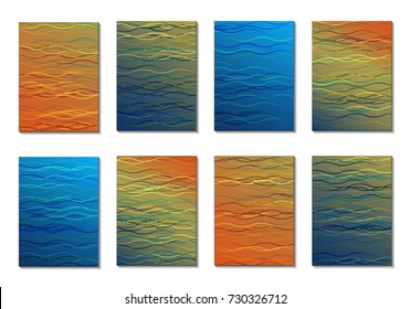 Set of Light Minimal Backgrounds in Trendy Neon Style. Cover Design for Books, Notepads or Brochures. 8 Gradient Backgrounds with Pretty Color Transitions. Minimal Cover Designes
