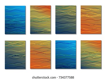 Set of Light Minimal Backgrounds in Trendy Neon Style. Cover Design for Books, Notepads or Brochures. 8 Gradient Backgrounds with Pretty Color Transitions. Minimal Cover Designes