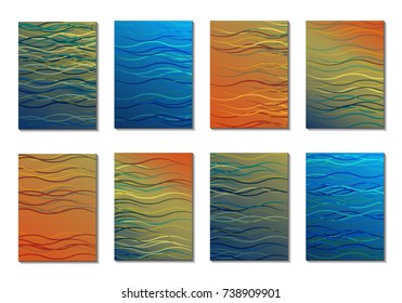 Set of Light Minimal Backgrounds in Trendy Neon Style. Cover Design for Books, Notepads or Brochures. 8 Gradient Backgrounds with Pretty Color Transitions. Minimal Cover Designes