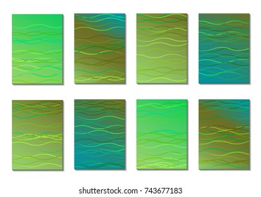 Set of Light Minimal Backgrounds in Trendy Neon Style. Cover Design for Books, Notepads or Brochures. 8 Gradient Backgrounds with Pretty Color Transitions. Minimal Cover Designes