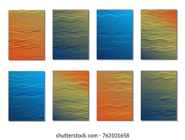 Set of Light Minimal Backgrounds in Trendy Neon Style. Cover Design for Books, Notepads or Brochures. 8 Gradient Backgrounds with Pretty Color Transitions. Minimal Cover Designes