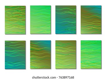 Set of Light Minimal Backgrounds in Trendy Neon Style. Cover Design for Books, Notepads or Brochures. 8 Gradient Backgrounds with Pretty Color Transitions. Minimal Cover Designes