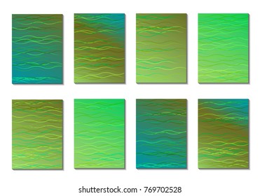 Set of Light Minimal Backgrounds in Trendy Neon Style. Cover Design for Books, Notepads or Brochures. 8 Gradient Backgrounds with Pretty Color Transitions. Minimal Cover Designes