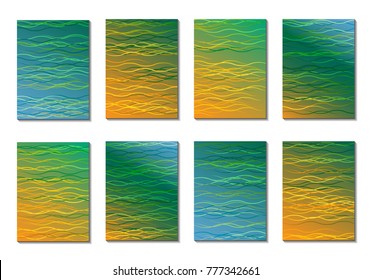 Set of Light Minimal Backgrounds in Trendy Neon Style. Cover Design for Books, Notepads or Brochures. 8 Gradient Backgrounds with Pretty Color Transitions. Minimal Cover Designes