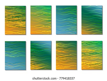 Set of Light Minimal Backgrounds in Trendy Neon Style. Cover Design for Books, Notepads or Brochures. 8 Gradient Backgrounds with Pretty Color Transitions. Minimal Cover Designes