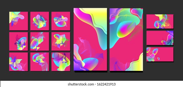 Set Light music bright colorful shapes abstract background plastic prism