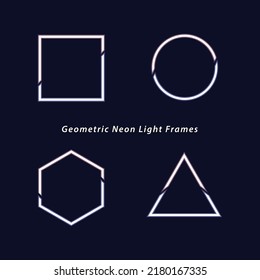 Set Light Neon Geometric Frames, and Glowing Geometric Frames using for logo or text