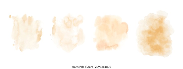 Set of light orange watercolor texture stain, Watercolor hand-painted art design suitable for decorating backgrounds, web headers, covers, wrapping paper, or cards. brush included in the file.