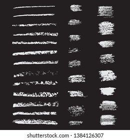 Set of light pastel brush strokes. Grunge vector hand drawings with design elements for posters, logos, brushes, advertising, templates, patterns, banners, icons. Dark isolated background. 
