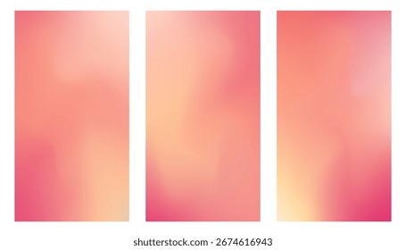 A set of light peach and pink banners. Pastel pink smooth shapes in Y2K style. Abstract soft simple light pink background. Vector banners, posters with blur effect	
