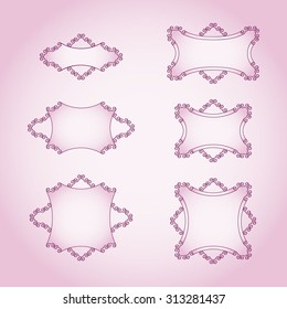 set of light pink hand drawn vignettes on the light pink gradient background