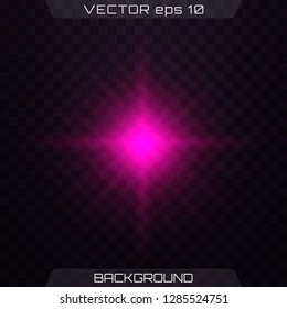 Set of light pink sparkles on a transparent background vector. Glowing purple, pink light effects isolated on transparent background. Lens flare, explosion, glitter, line, sun flash, spark and stars.
