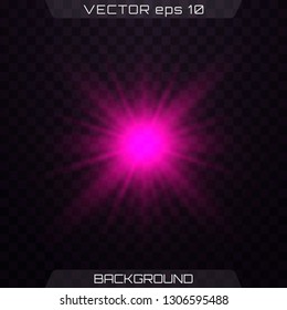 Set of light pink sparkles on a transparent background vector. Glowing purple, pink light effects isolated on transparent background. Lens flare, explosion, glitter, line, sun flash, spark and stars.