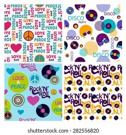 set of light pop art hippie musical pattern