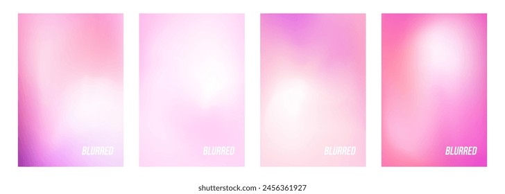 Set of light purple colored blurred abstract backgrounds. Soft color gradients for creative graphic design. Vector illustration.