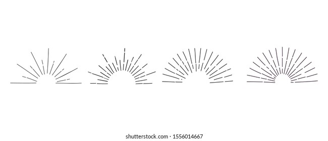 Set of light ray. Hand Drawn vector illustration