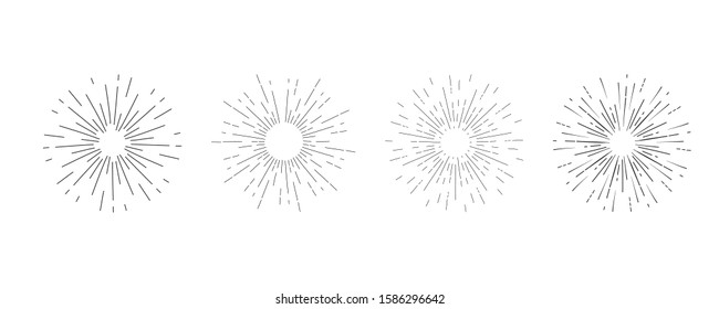 Set of light ray. Hand Drawn vector illustration	