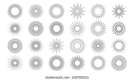 Set of light rays, sunburst. Vector illustration