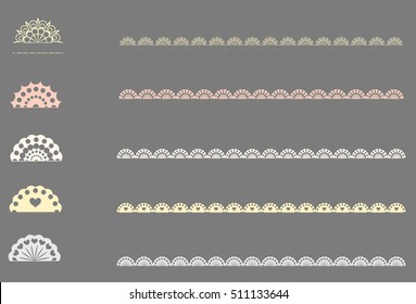 A set of light retro colored patterned brushes to create lace ribbons