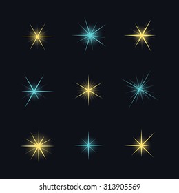 Set. Light. Sparkles star. Design elements, vector eps 10.
