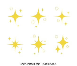 A set of light, star and flame icon illustrations with twinkle twinkle light effect.