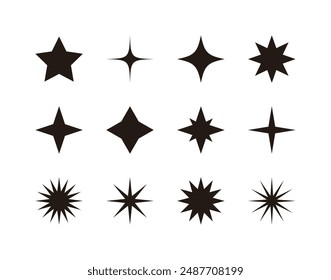 Un conjunto de ilustraciones de luz, estrella, brillo, brillo, chispa, icono iluminado con efecto de brillo.