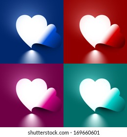 Set of Light through the cut-out shape of heart; EPS8