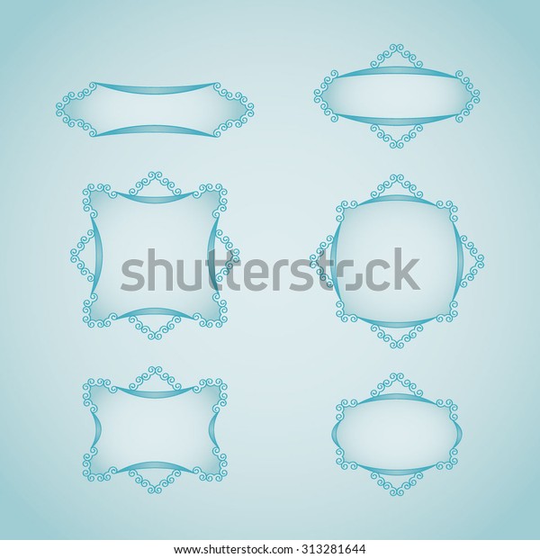 set of light turquoise hand drawn
vignettes on the light turquoise gradient
background