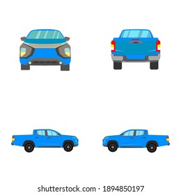 conjunto de camioneta de doble cabina azul sobre fondo blanco