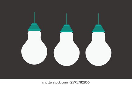 Set Lightbulb Icon Whit. Lightbulb icon on being happy and angry. Idea symbol. Electric lamp, light, innovation, solution, creative thinking, electricity. Outline, flat and colored style. Flat design.