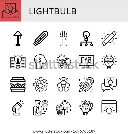 Set of lightbulb icons. Such as Idea, Lamp, Light bulb, Creative, Led light, Thinking, Innovation, Artificial light, Lightbulb, Creativity , lightbulb icons
