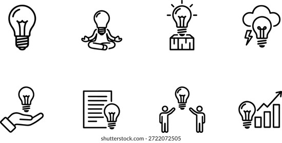 Set of lightbulb vector silhouette icons for business and idea design