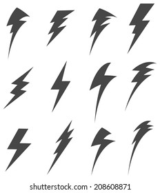 Set Of Lightening Bolt Icon - Illustration