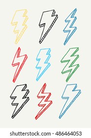 Set of Lightening Bolt Icon - Illustration. 