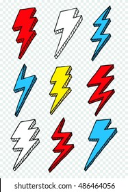 Set of Lightening Bolt Icon - Illustration. 