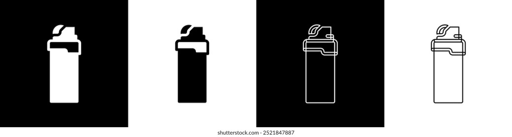 Set Lighter icon isolated on black and white background.  Vector