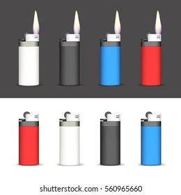 Set of Lighters on a Black and White Background. Lighters Lighted and not Lighted. EPS-10. Mesh gradient and transparency was used.