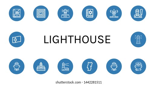 Set of lighthouse icons such as Spellbook, Portuguese, Lighthouse, Sailing, Sailor, Portugal, Captain , lighthouse