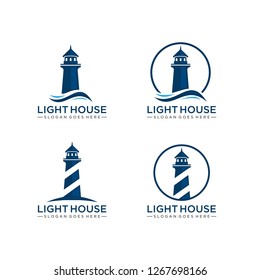 Set of lighthouse logo design vector illustration