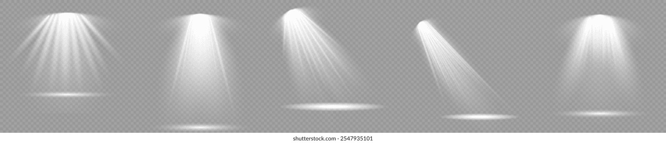 Set of lighting effects effect, beam, sparkle, line, glow, white. Glow abstract isolated curve lens of light effects. Lens flare, explosion, sparkle, line, vortex ray, sparks and stars, spotlight