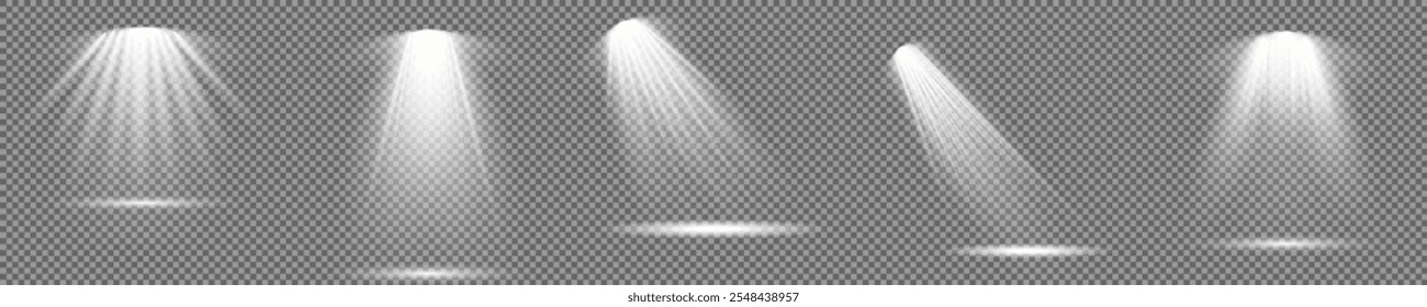 Set of lighting effects effect, beam, sparkle, line, glow, white. Glow abstract isolated curve lens of light effects. Lens flare, explosion, sparkle, line, vortex ray, sparks and stars, spotlight