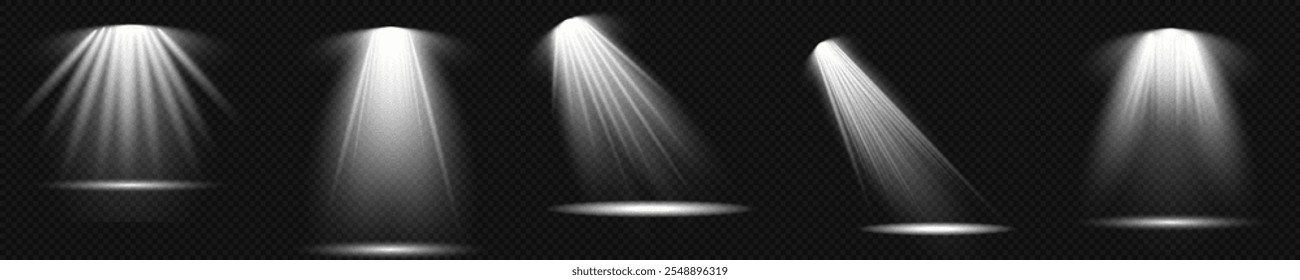 Set of lighting effects effect, beam, sparkle, line, glow, white. Glow abstract isolated curve lens of light effects. Lens flare, explosion, sparkle, line, vortex ray, sparks and stars, spotlight