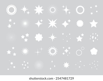 Set of lighting effects. Magical sparkles, sparkle, glow.Star icon, shine icon, sparkle, magic, doodle, twinkle, silhouette.Glow abstract light effects.Glittering stardust.Shine, sparkle vector doodle