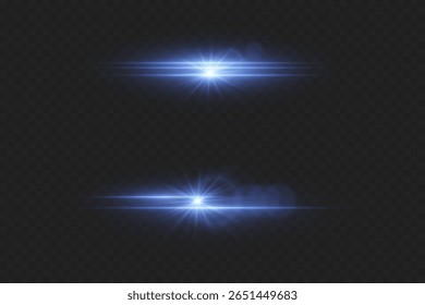 Set of lighting effects, star and light flash. On a transparent background.