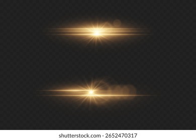 Conjunto de efectos de iluminación, estrella y flash de luz. Sobre un fondo transparente.