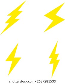 Set of lightning bolt flash icon. Thunderbolt flat icon for apps and websites. Energy, electricity, and power concept