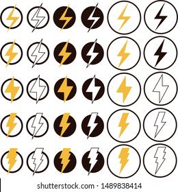 set lightning bolt icon on white background. flat style. lightning bolt icon for your web site design, logo, app, UI. eletric power sign. perfect black symbol.