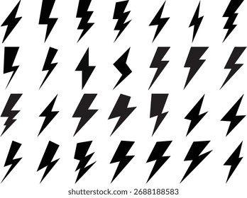 Blitzsymbolsatz, der Energie und Energie repräsentiert