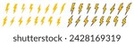 Set Of lightning bolt or thunder icons .Lightning icons collection.Collecction of flash lightning bolt sign.Vector Illustration