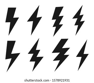 Set lightning bolt or thunder icons set. Vector illustration set